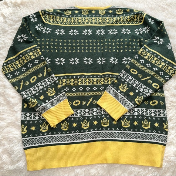 Festive Green and Yellow LOTR Crewneck Christmas Sweater HTF - Picture 3 of 3